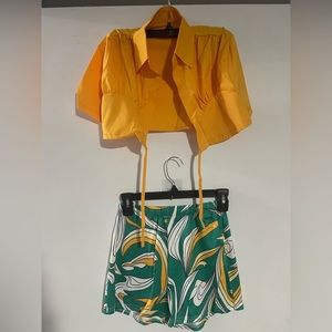 Golden yellow and green outfit size medium and small